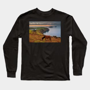 Sunset over Worms Head, Rhossili Bay Long Sleeve T-Shirt